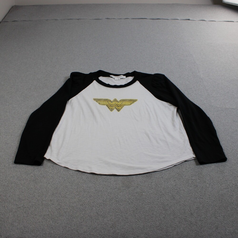 Veronica Beard Shirt Large White Wonder Woman Pima Cotton Baseball Tee Raglan